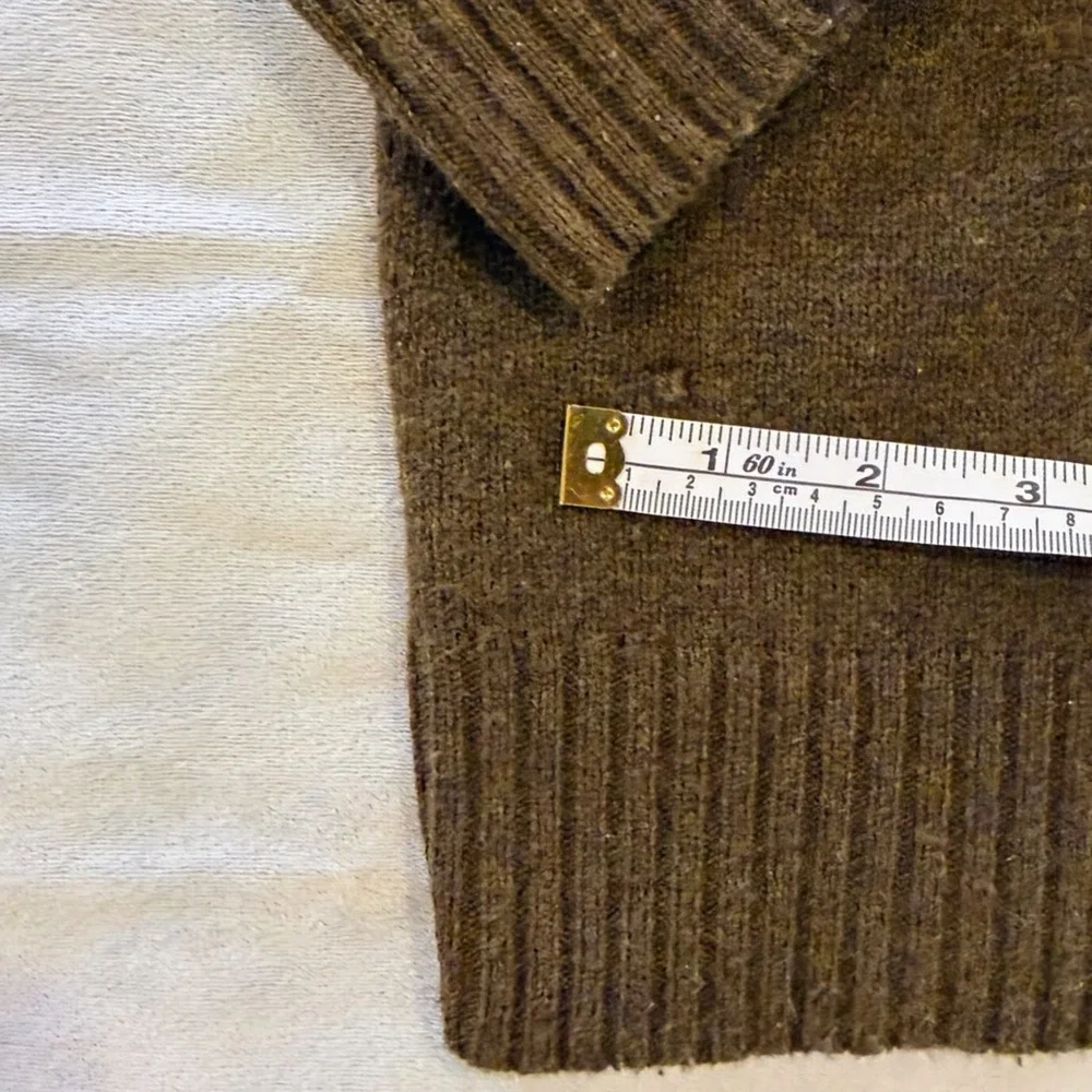 J Crew Lambswool Half Zip Sweater Mens L Olive Green Mock Neck Pullover 100%